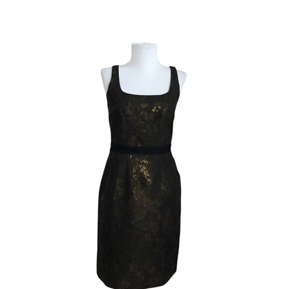 Elie Tahari Metallic Sheath Pencil Dresssize 2  Sleeveless Mobwife - Picture 1 of 9